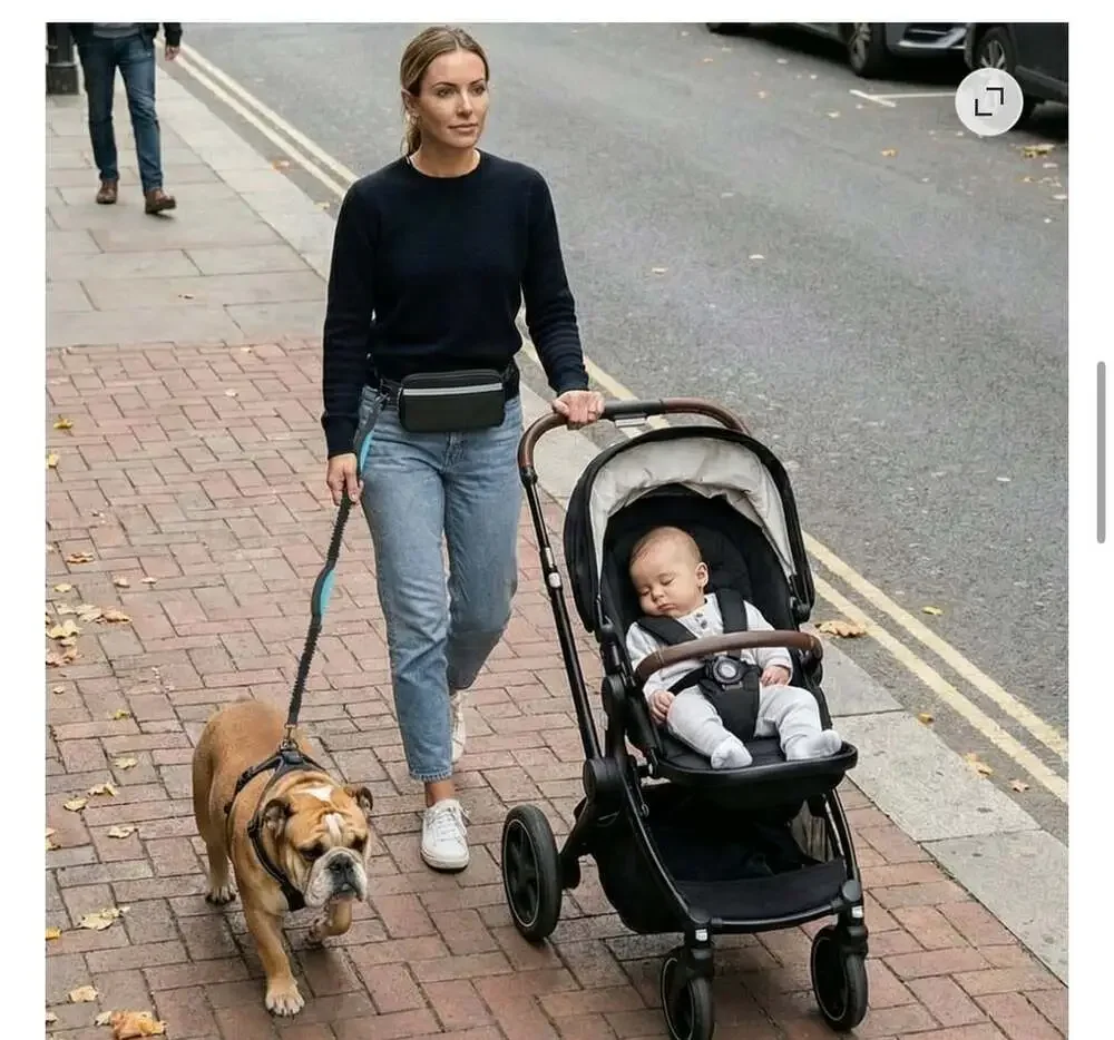 Hands-Free Dog Leash with Waist Pouch and Dual Bungee Handles